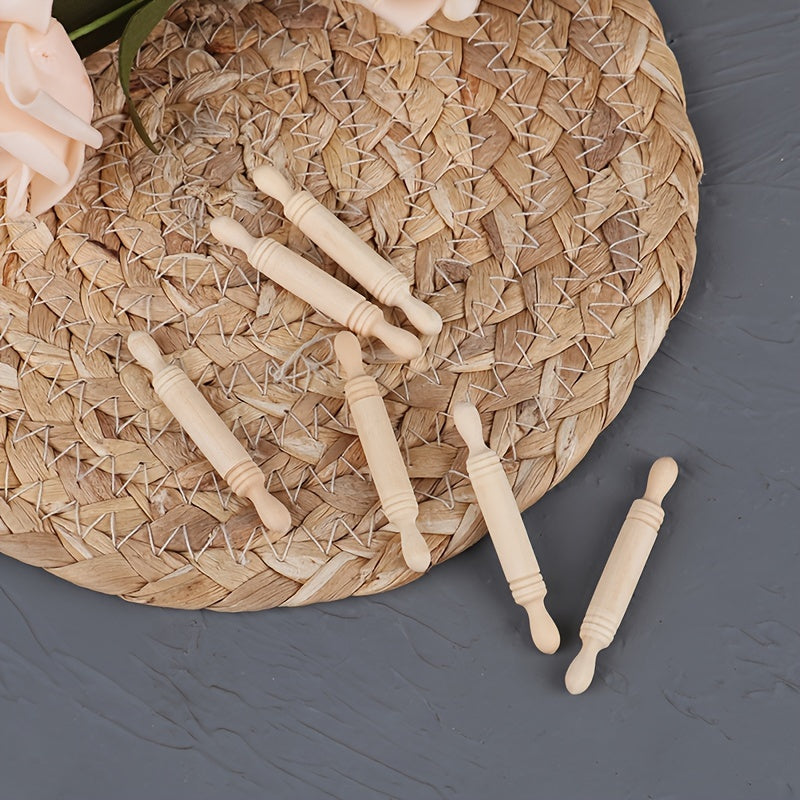 1:12 Dollhouse Miniatures Wooden Rolling Pin Kitchen Accessories