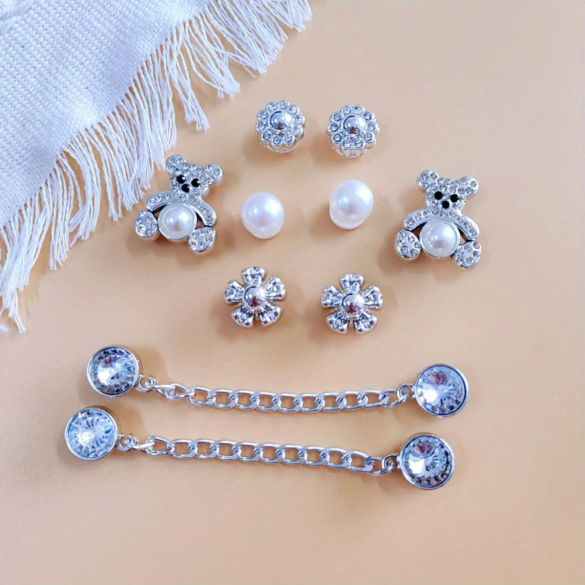 Rhinestone Pearl Shoe Charm Chain DIY Clogs Accessory