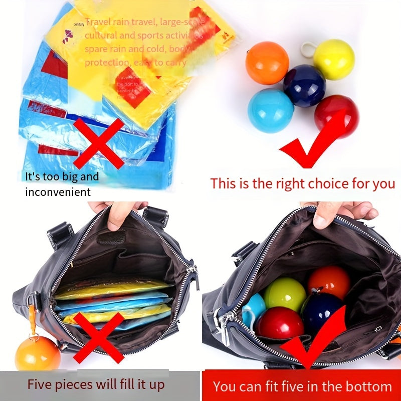 3pcs Portable Disposable Raincoats Compressed Spherical Ball Raincoats