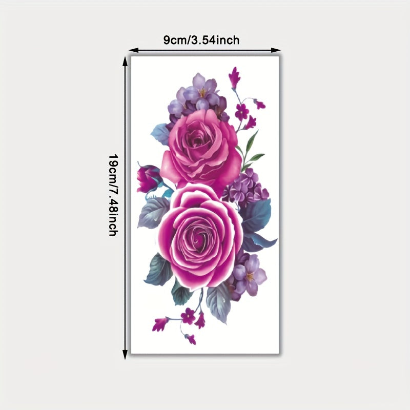 Colorful Flower Temporary Tattoo Stickers for Arms Thighs