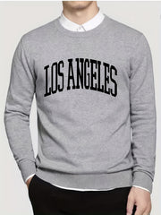 LA Crew Neck Knitted Sweater Men's Casual Warm Pullover Fall Winter