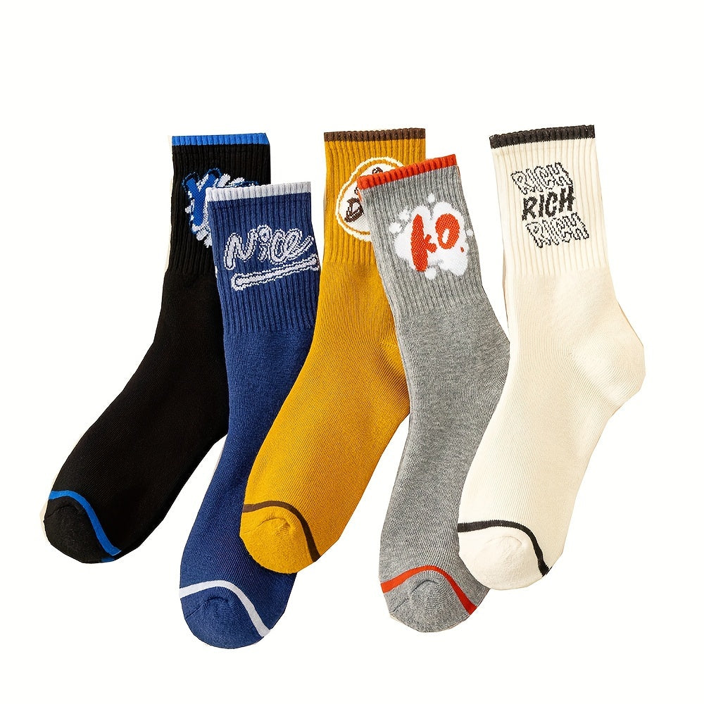 5 Pairs Letter Print Socks Mid Tube Women's Stockings