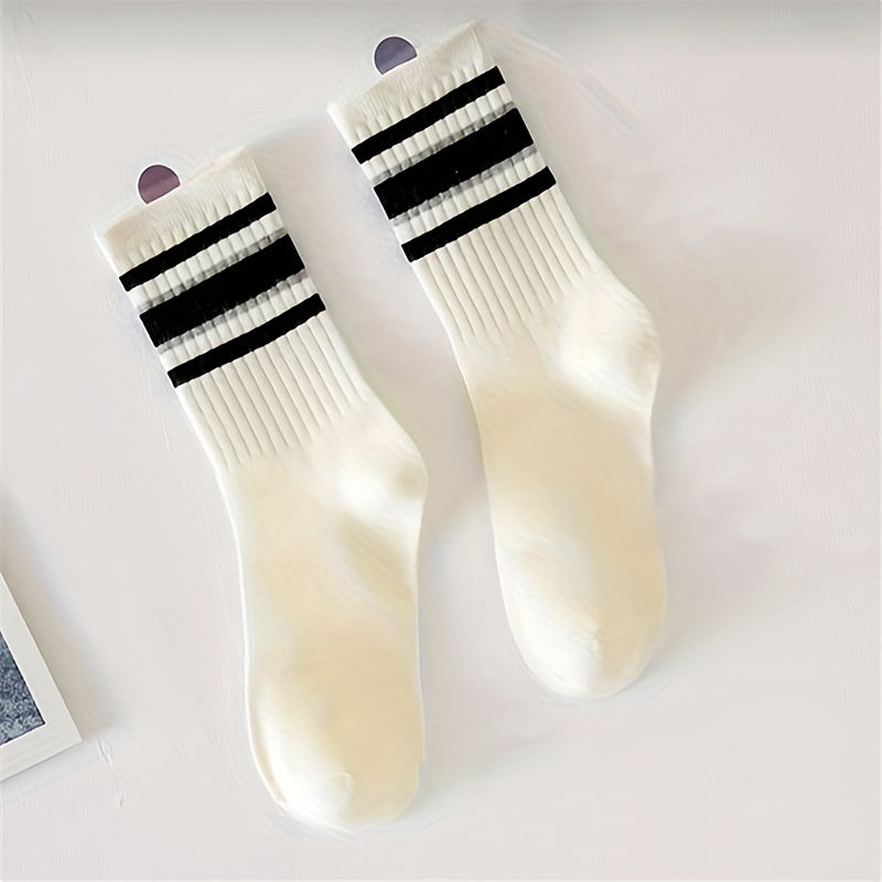 Colorblock Striped Socks Comfy & Breathable Women's Stockings