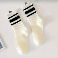 Colorblock Striped Socks Comfy & Breathable Women's Stockings
