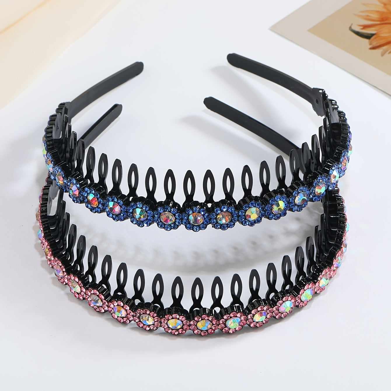 Teeth Comb Headband Crystal Beaded Hairband Non-Slip Headband