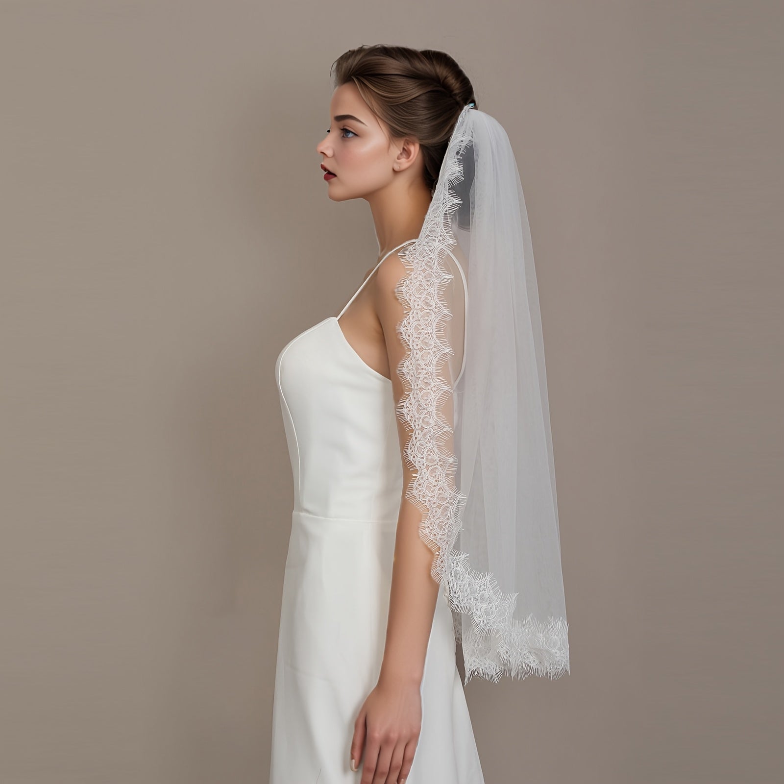 Floral Pattern 1m Bridal Veil Soft & Comfortable Wedding Veil for Women