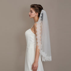 Floral Pattern 1m Bridal Veil Soft & Comfortable Wedding Veil for Women