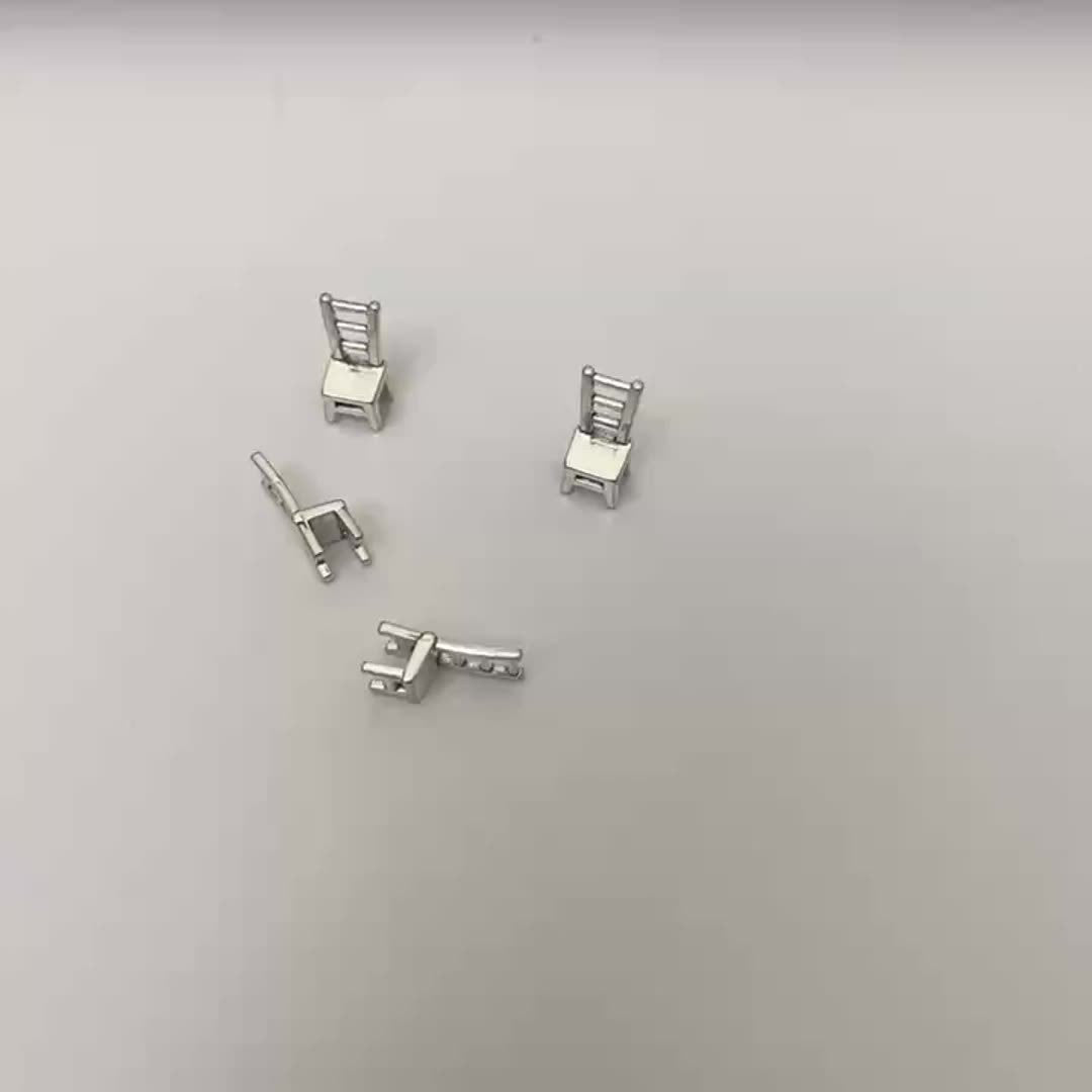 Set of 4 Mini Metal Chairs for Dollhouses