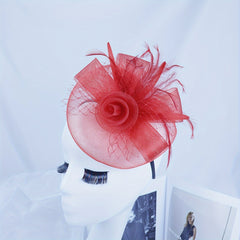 Vintage Turkey Feather Mesh Cap for Women