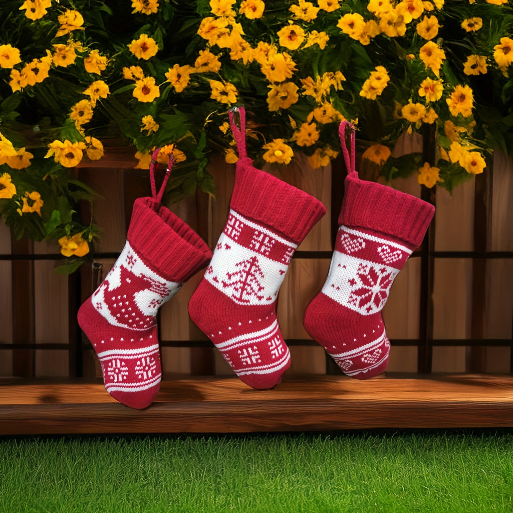 Knitted Christmas Socks Decoration Gift Bags
