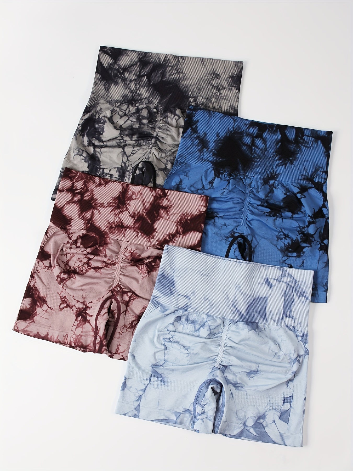 Tie Dye Shorts 4 Pack High Waist Sporty Casual Shorts Women's Clothing