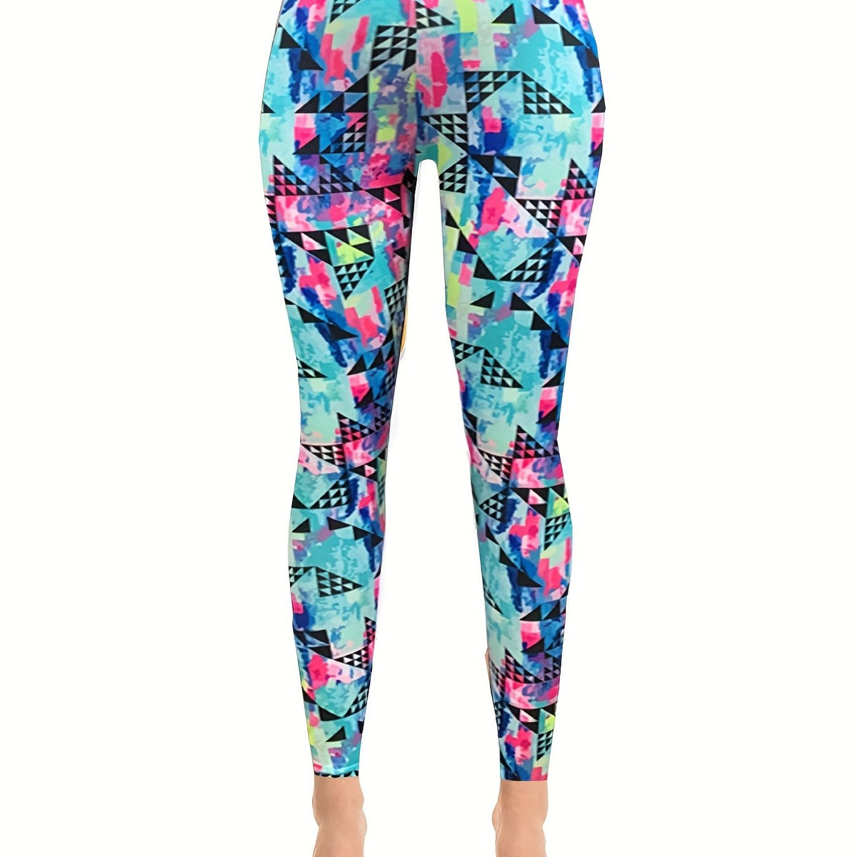 Geometric Print Skinny Leggings Stretchy Casual Leggings