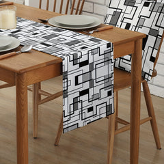 Abstract Modern Art Gray Linen Table Runner 13x72 Inch