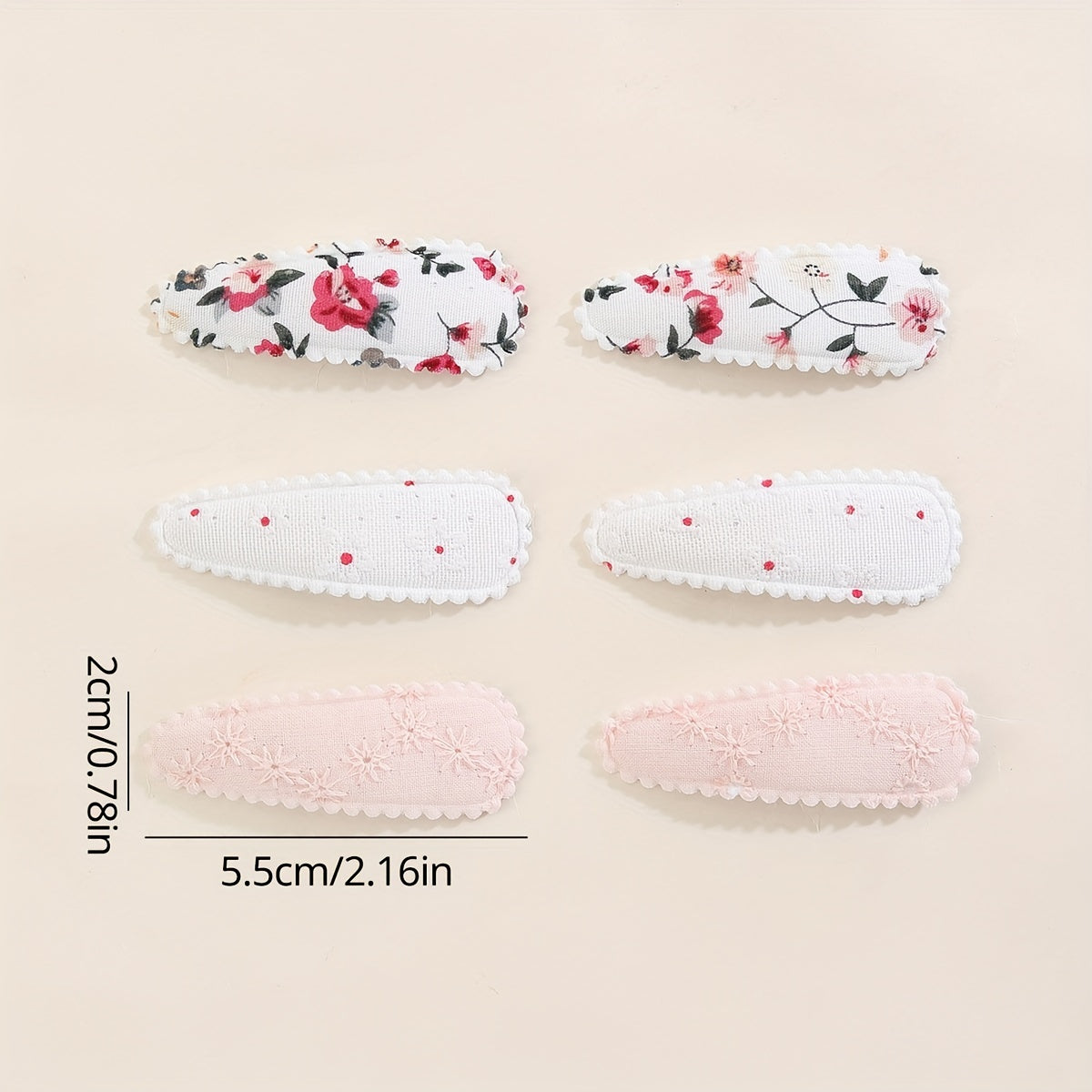 6pcs Floral Printed Hair Clip For Side Hair Bang Braids