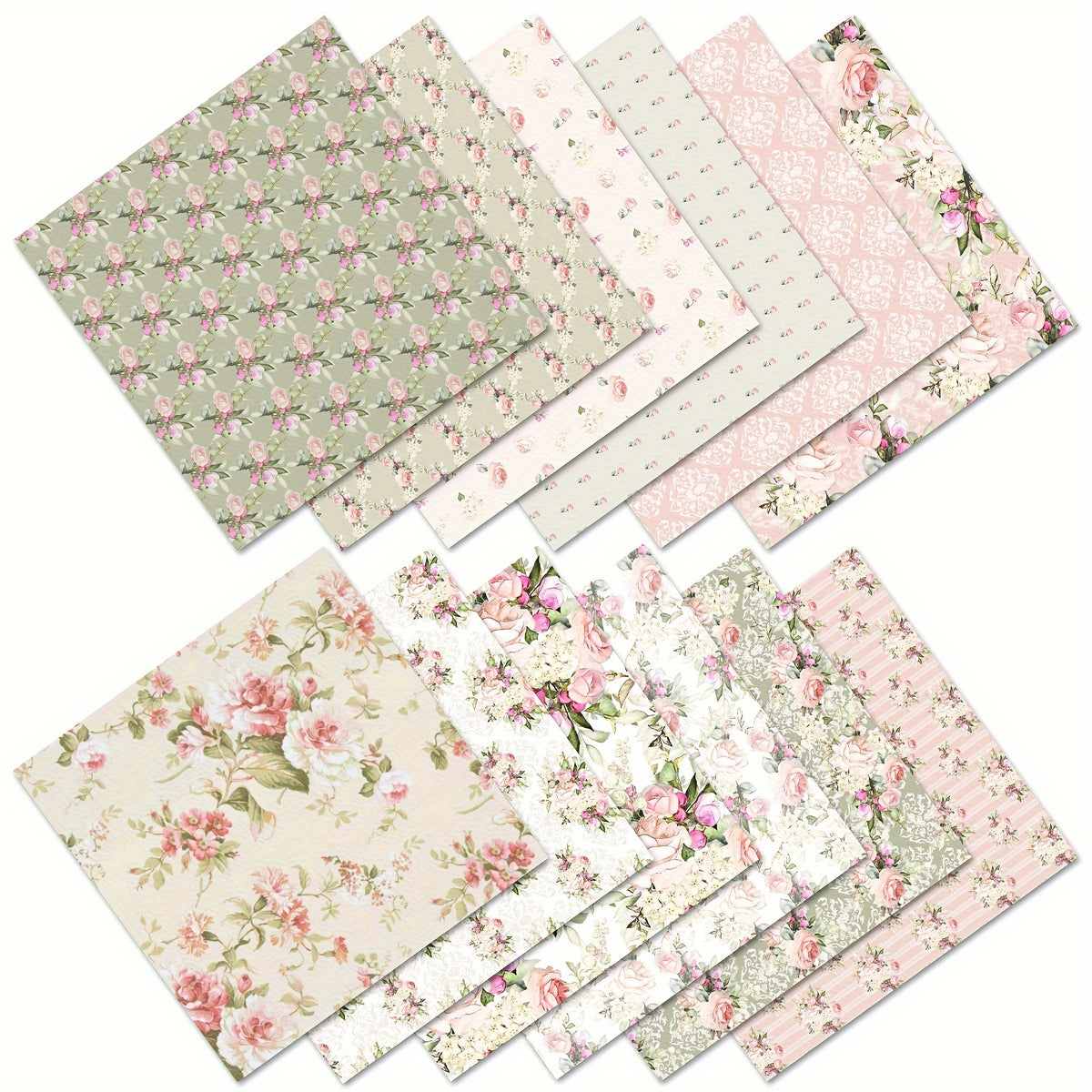 12pcs Flower Series Scrapbook Paper Background DIY Photo Album Art Card