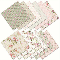 12pcs Flower Series Scrapbook Paper Background DIY Photo Album Art Card
