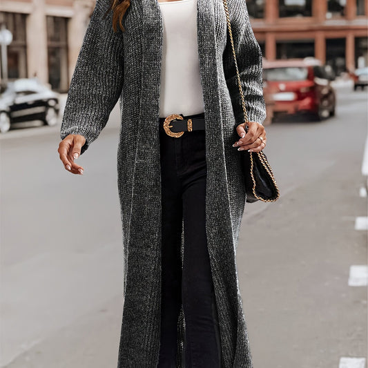  Heathered Long Sleeve Open Front Cardigan