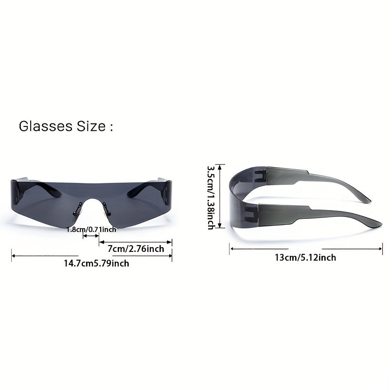 Y2K Rimless Sunglasses Futuristic Cyberpunk UV400
