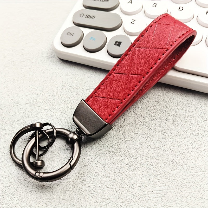 PU Leather Car Keychain with Anti Lost D Ring Key Chain for Men Women