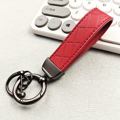 PU Leather Car Keychain with Anti Lost D Ring Key Chain for Men Women