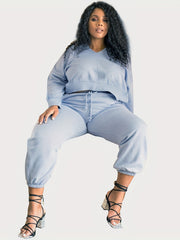  V Neck Pullover Top & Joggers Outfits Set