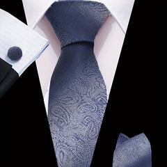 3pcs Men's Tie Set Floral Necktie Handkerchief Clip Set