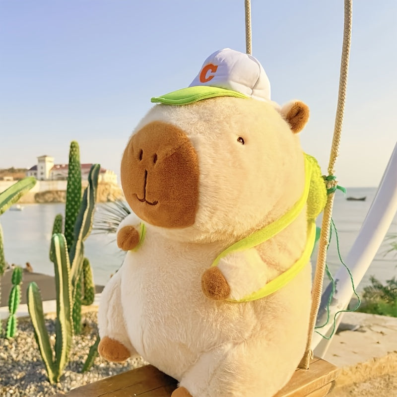 Llama Plush Doll Green Cap Scarf Soft Stuffed Animal Toy