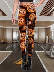 Pumpkin Print Yoga Leggings High Waist Workout Tight Pants