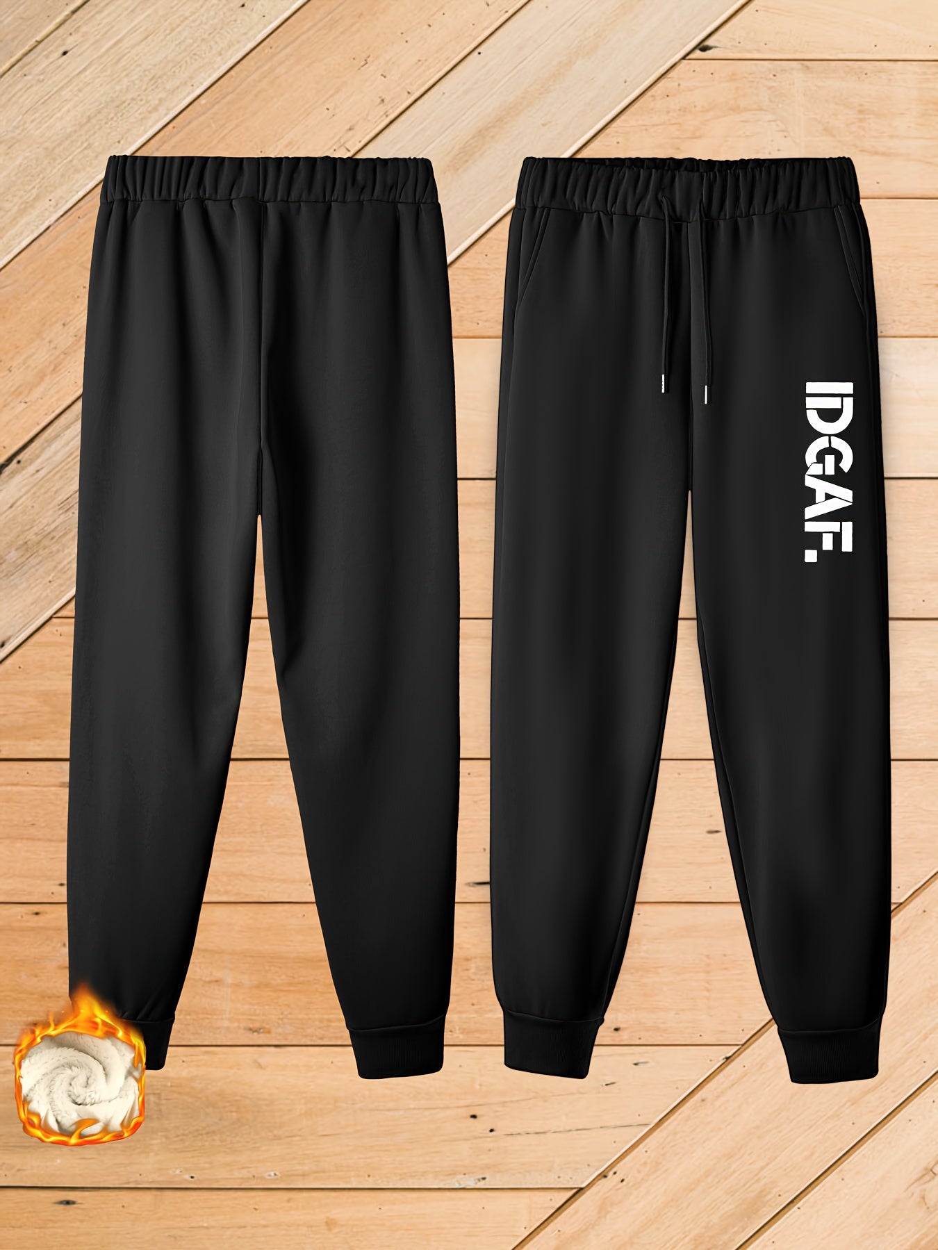 Women's Plus Letter Print Fleece Liner Elastic Drawstring Harem Trousers
