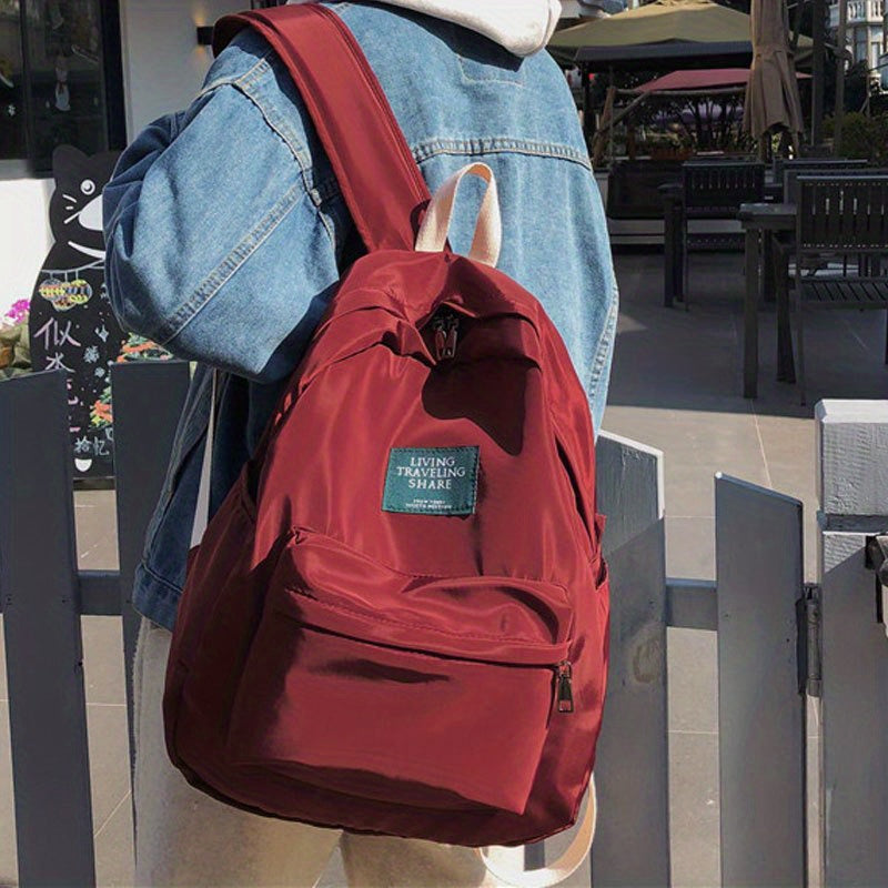 Preppy Style Laptop Backpack with Patch Decor
