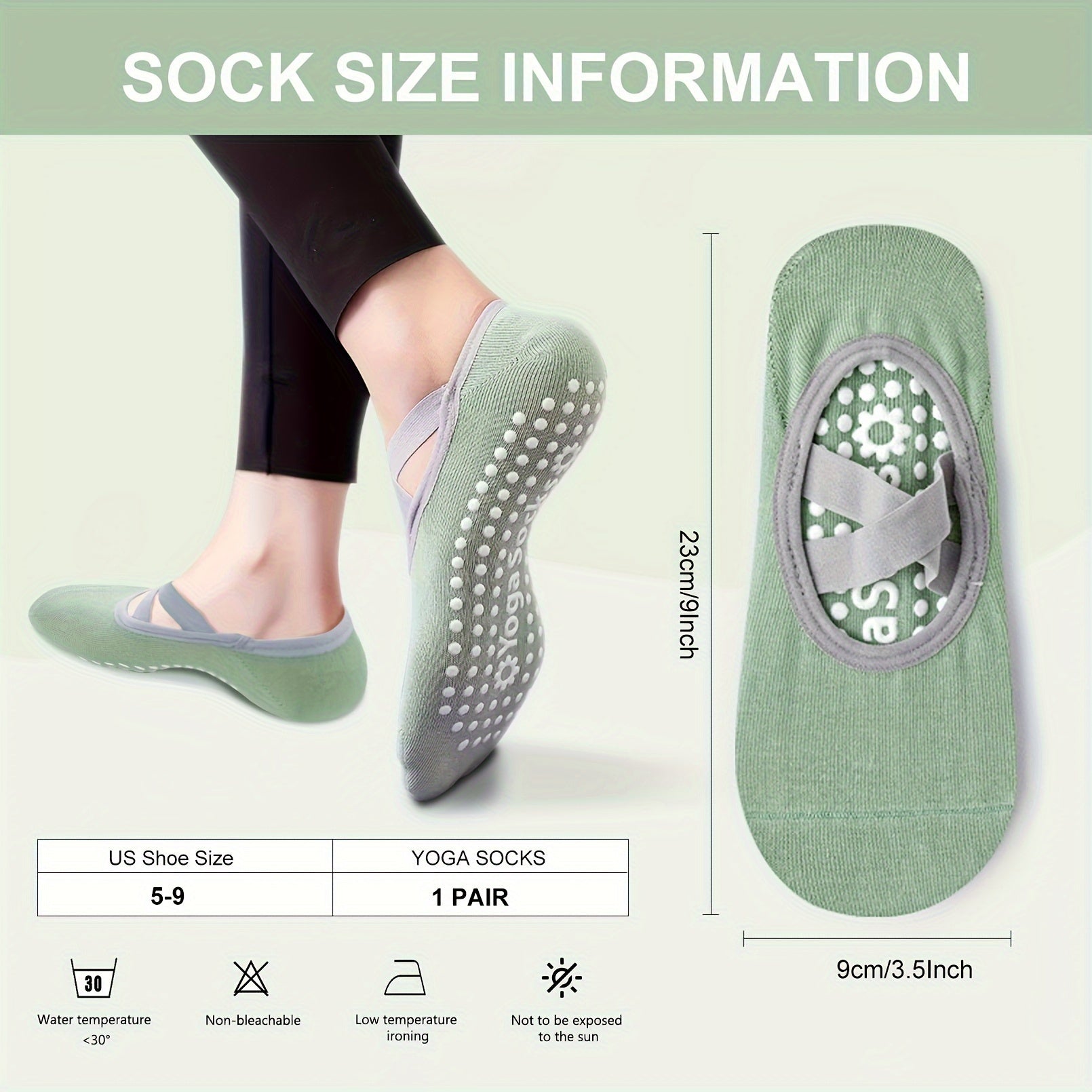 Women's Cross Strap Yoga Socks Non slip Grips Sports Socks for Pilates Barre