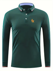 Men's Dragon Print Long Sleeve Shirt for Golf Tennis Sports