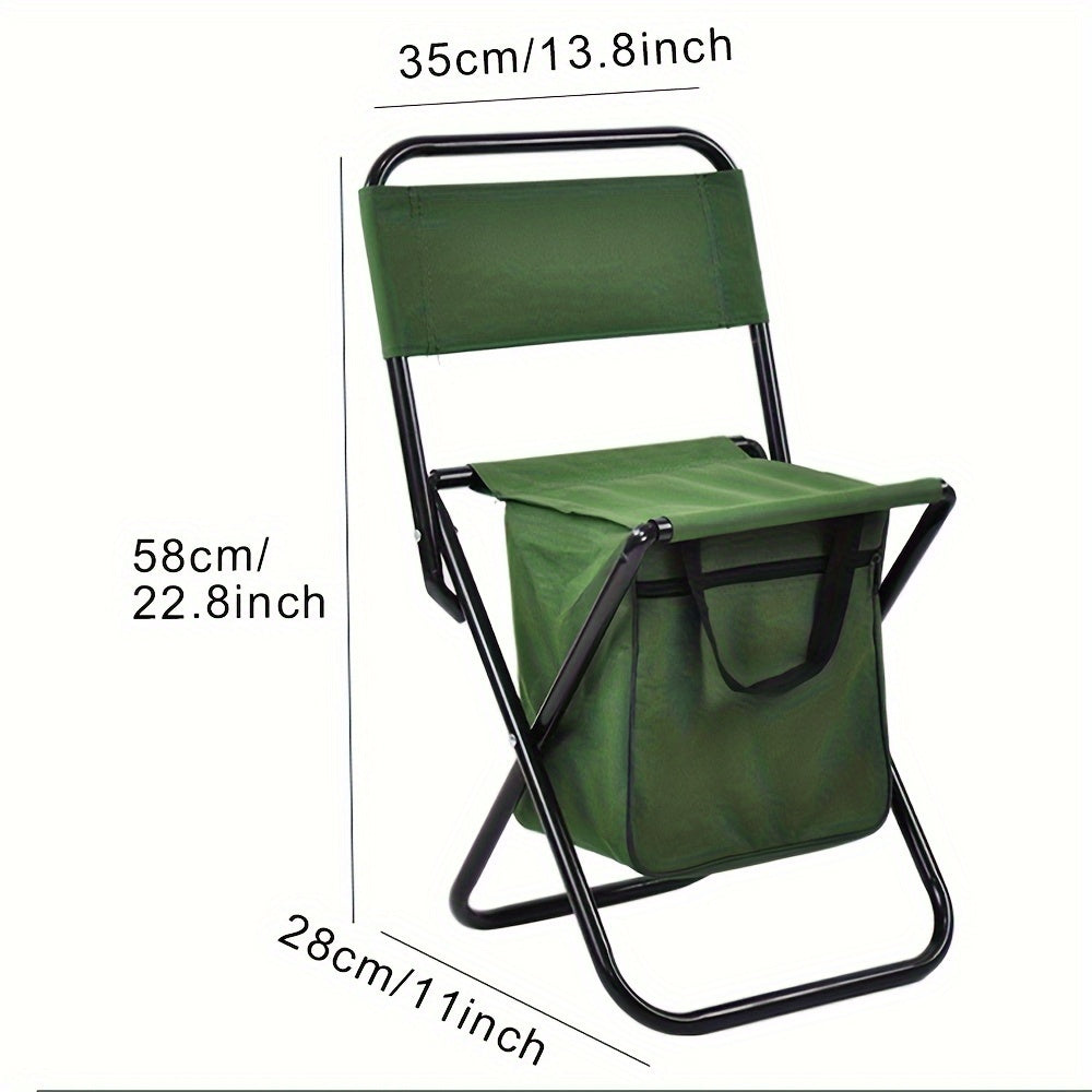 Foldable Fishing Chair With Cooler Bag Portable Backrest Stool