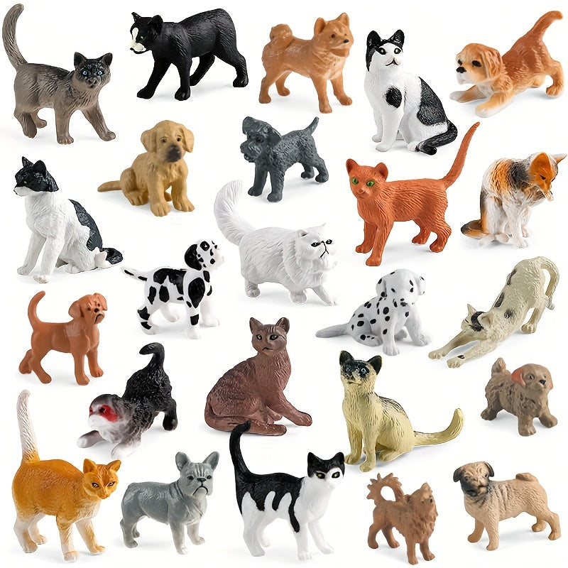 Tiny Dog Figurines Playset Realistic Mini Puppy Kittens Toy Set