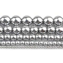 38 Silver Hematite Stone Round Loose Beads DIY Jewelry Making