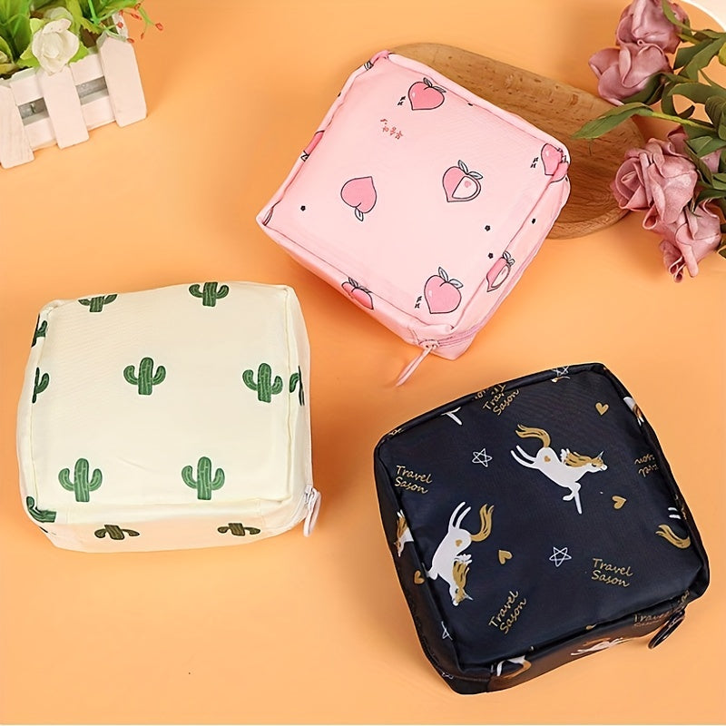 Cartoon Pattern Storage Pouch Zipper Sanitary Napkin Bag