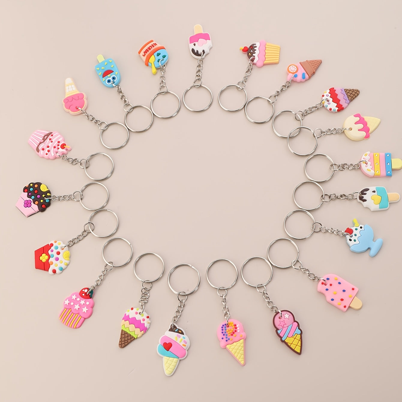 20pcs Ice Cream Keychain Bag Pendant for Adults Party Favors