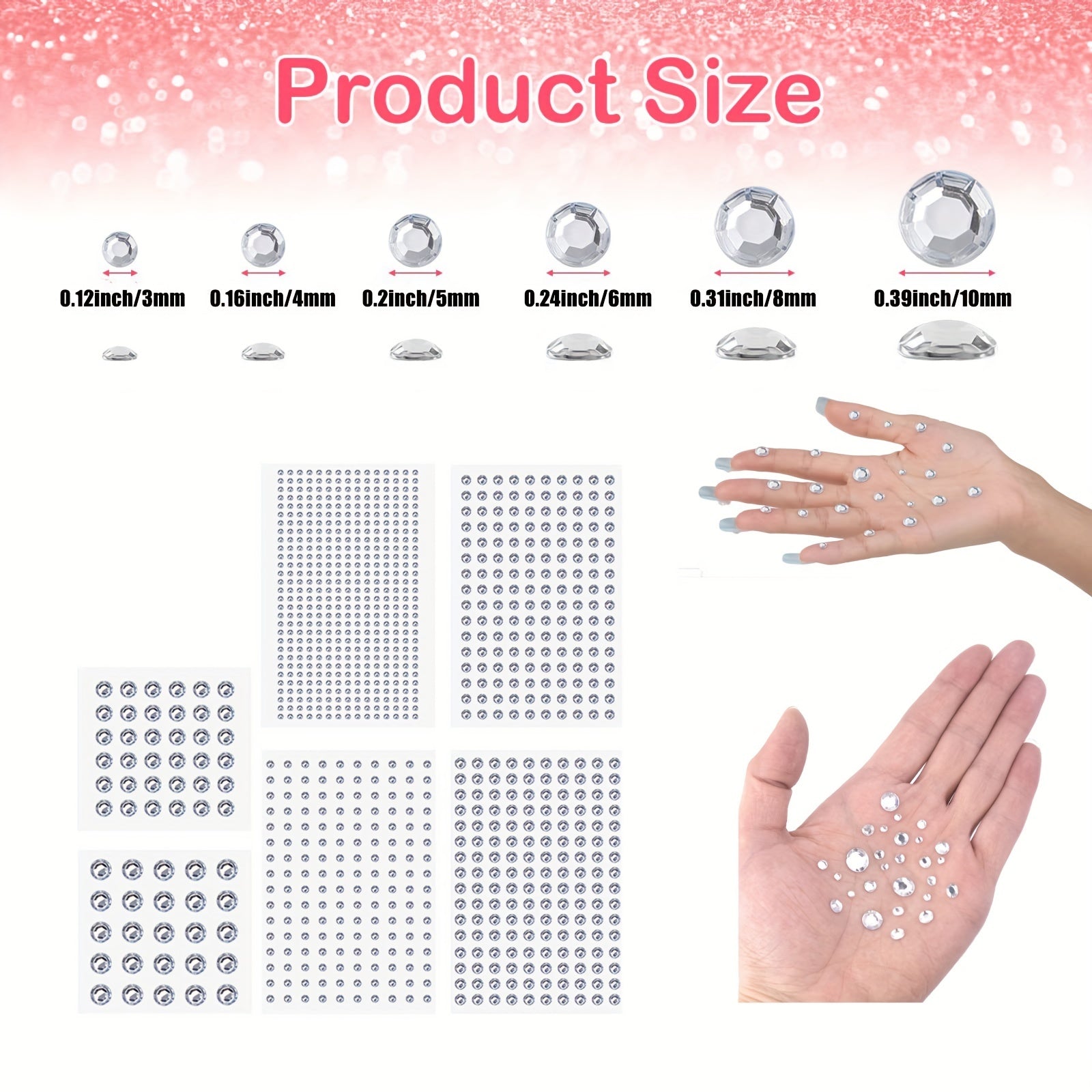 Transparent Gemstone Stickers For Face - Self Adhesive Rhinestones