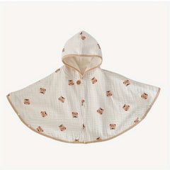Cotton Gauze Printed Cloak Windproof Shawl for Baby 1-3 Years Spring Autumn