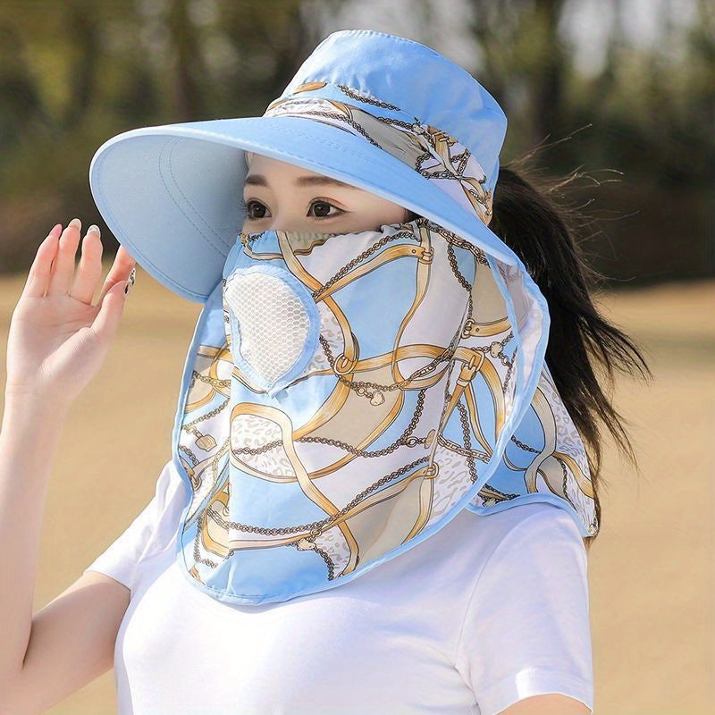 Breathable Wide Brim Sun Hat with Neck Gaiter UV Protection Bucket Hat