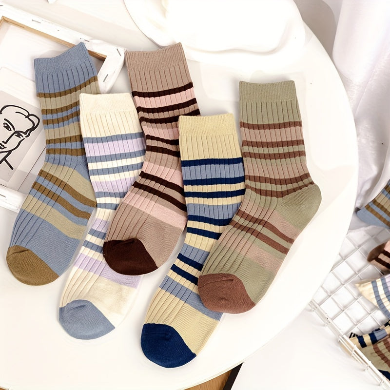 Classic Striped Crew Socks for All-Day Comfort