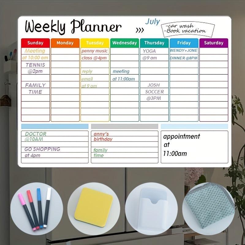 Magnetic Dry Erase Calendar Set - 3 Pack for Refrigerator & Wall
