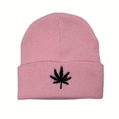 Leaf Embroidery Unisex Warm Hat Windproof Beanie