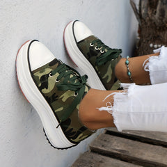 Women's Platform Canvas Shoes Casual Lace Up Outdoor Shoes