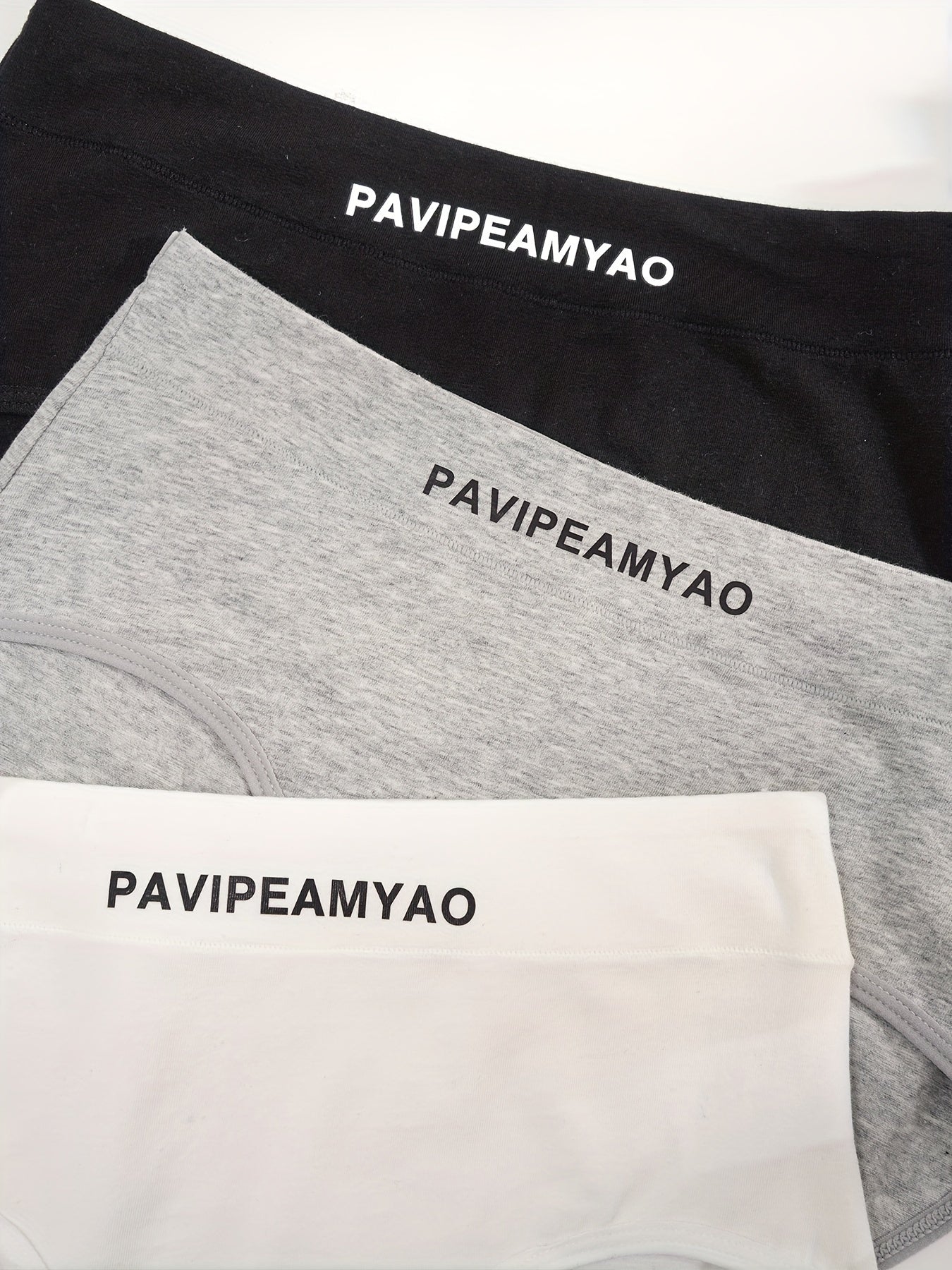 3pcs Letter Print Briefs Comfy & Breathable Panties Women's Lingerie