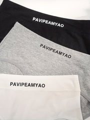 3pcs Letter Print Briefs Comfy & Breathable Panties Women's Lingerie