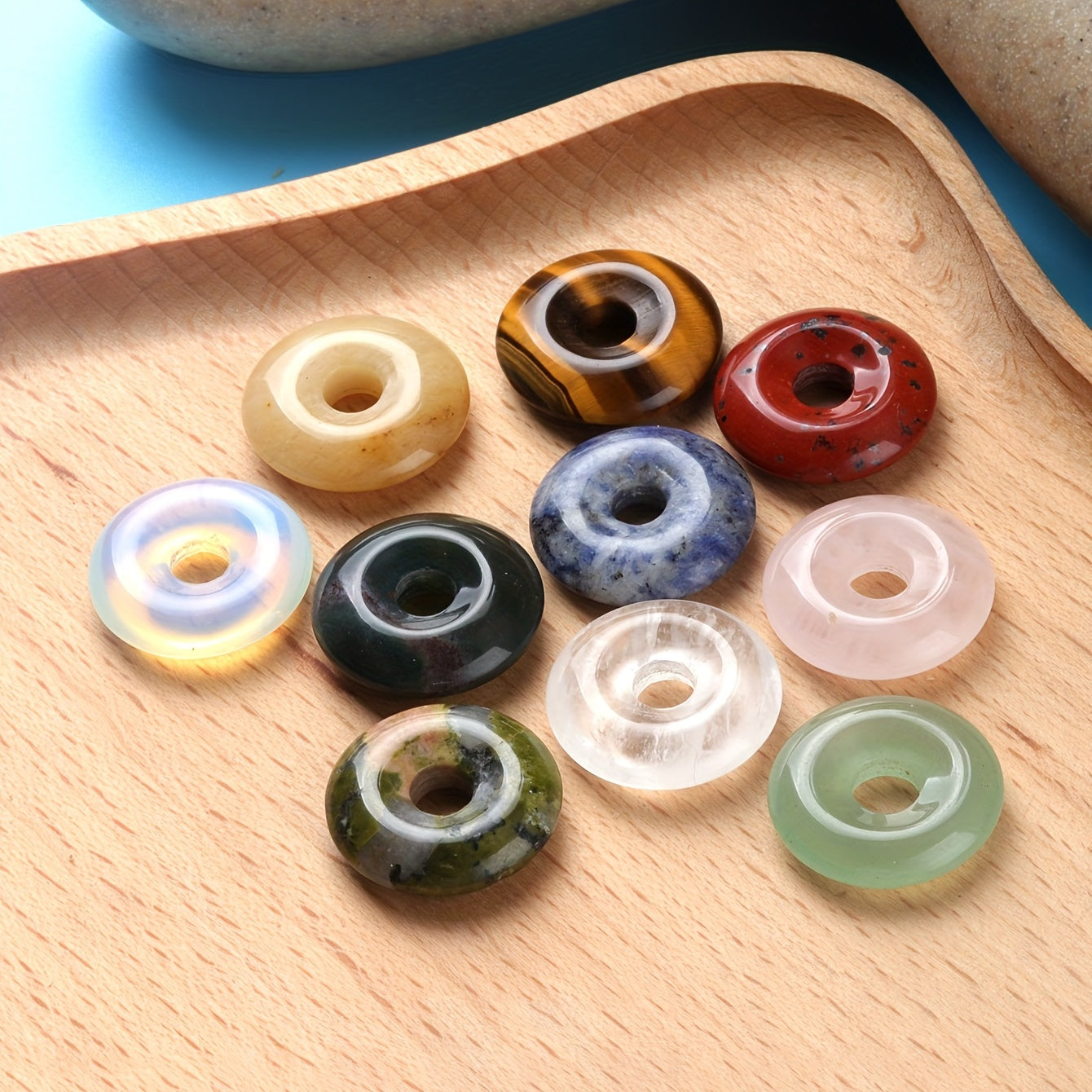20mm Mixed Crystal Worry Stone Donut for Necklace Making