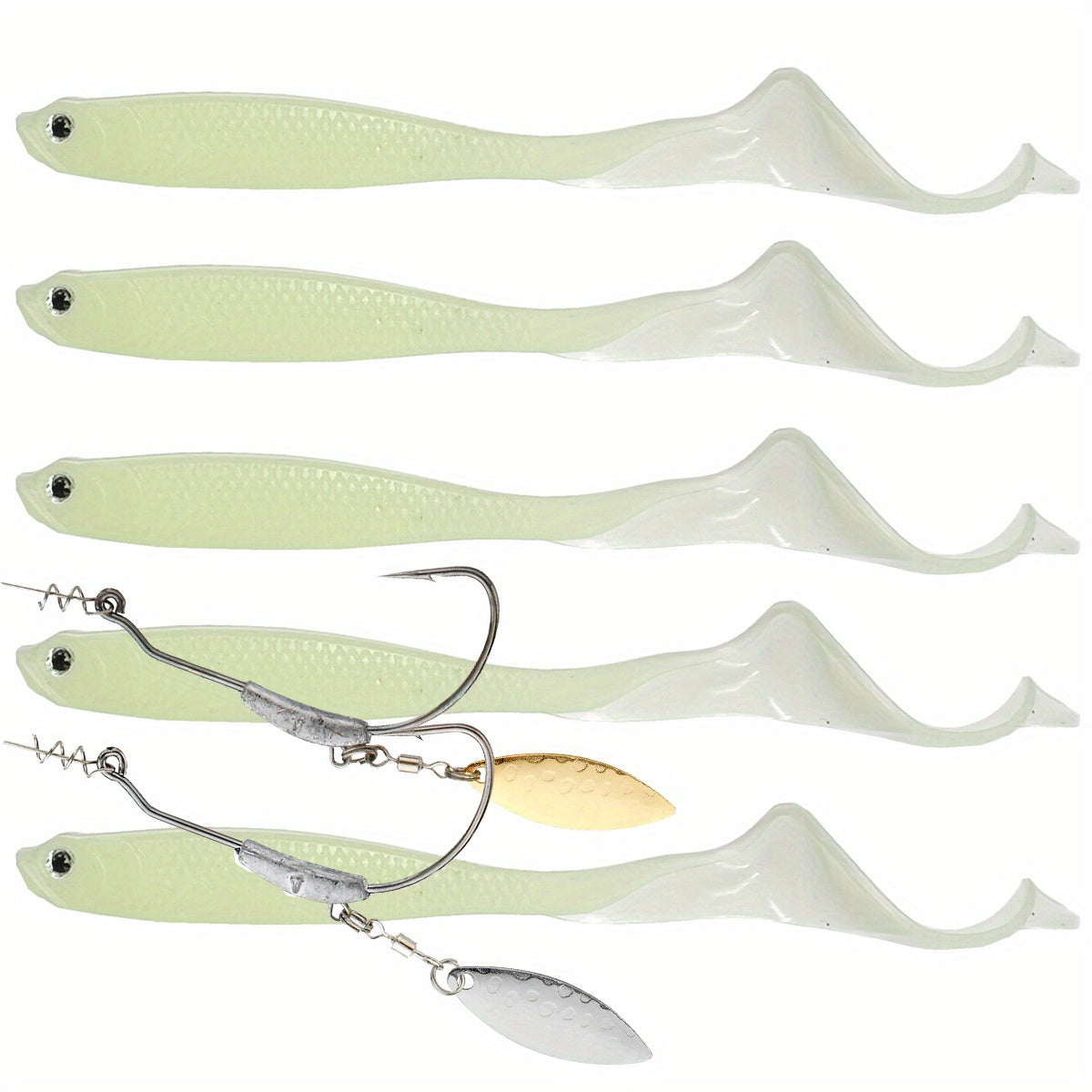 Bionic Soft Baits with Twister Tail for Fishing, 5pcs, Saltwater Freshwater