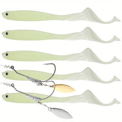 Bionic Soft Baits with Twister Tail for Fishing, 5pcs, Saltwater Freshwater