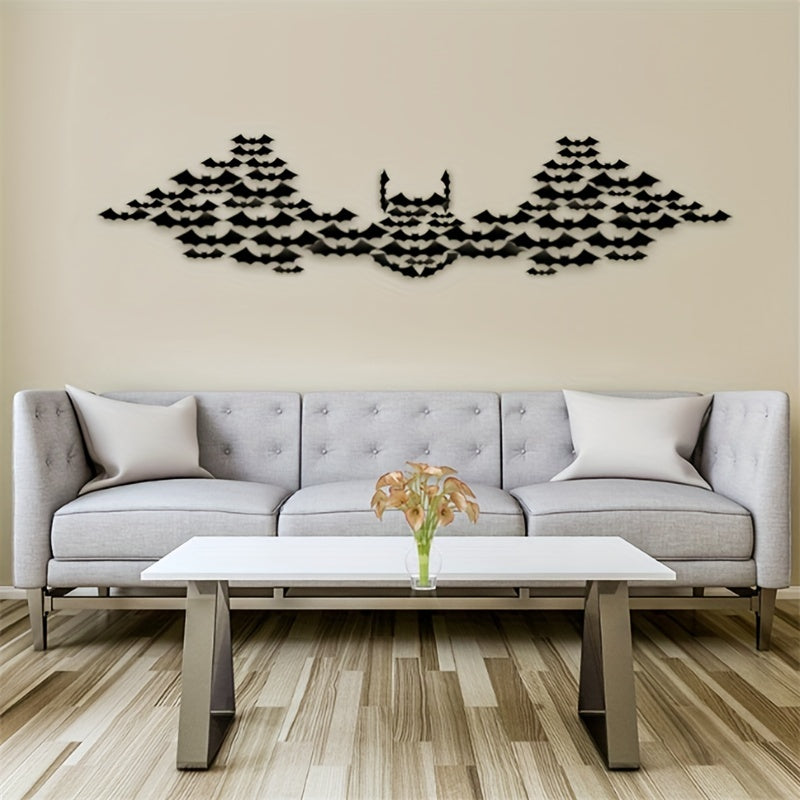 Halloween Bat Wall Decor Set - 96pcs 3D Bats in 4 Sizes